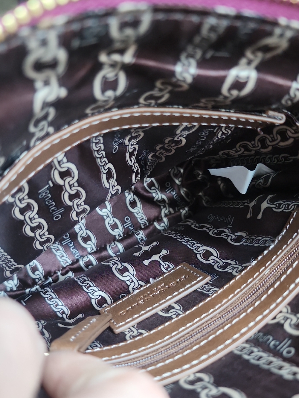 Tignanello Magenta Leather Crossbody with Brown Strap - Picture 7 of 8